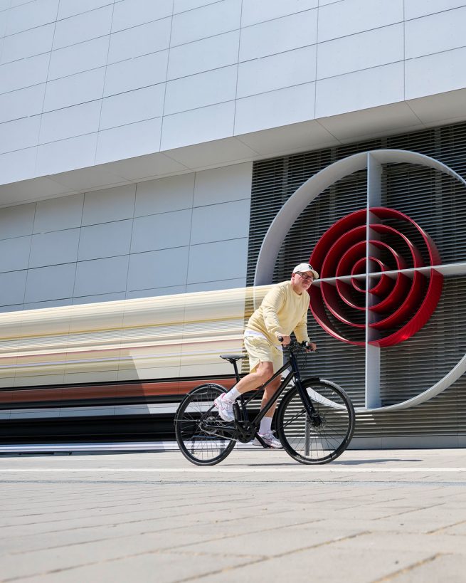 Dynamische Fahrradaufnahme mit Pixel-Stretch-Effekt für Wittich Bikes, fotografiert von Sebastian Ruthe